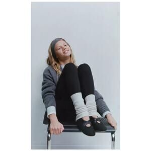 Zara‎ Kids Girls Black Ribbed Leggings 14